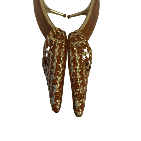 Flash Sale Y2K Hype Gold And Brown Woven Leather Mules. - Picture 7 of 16